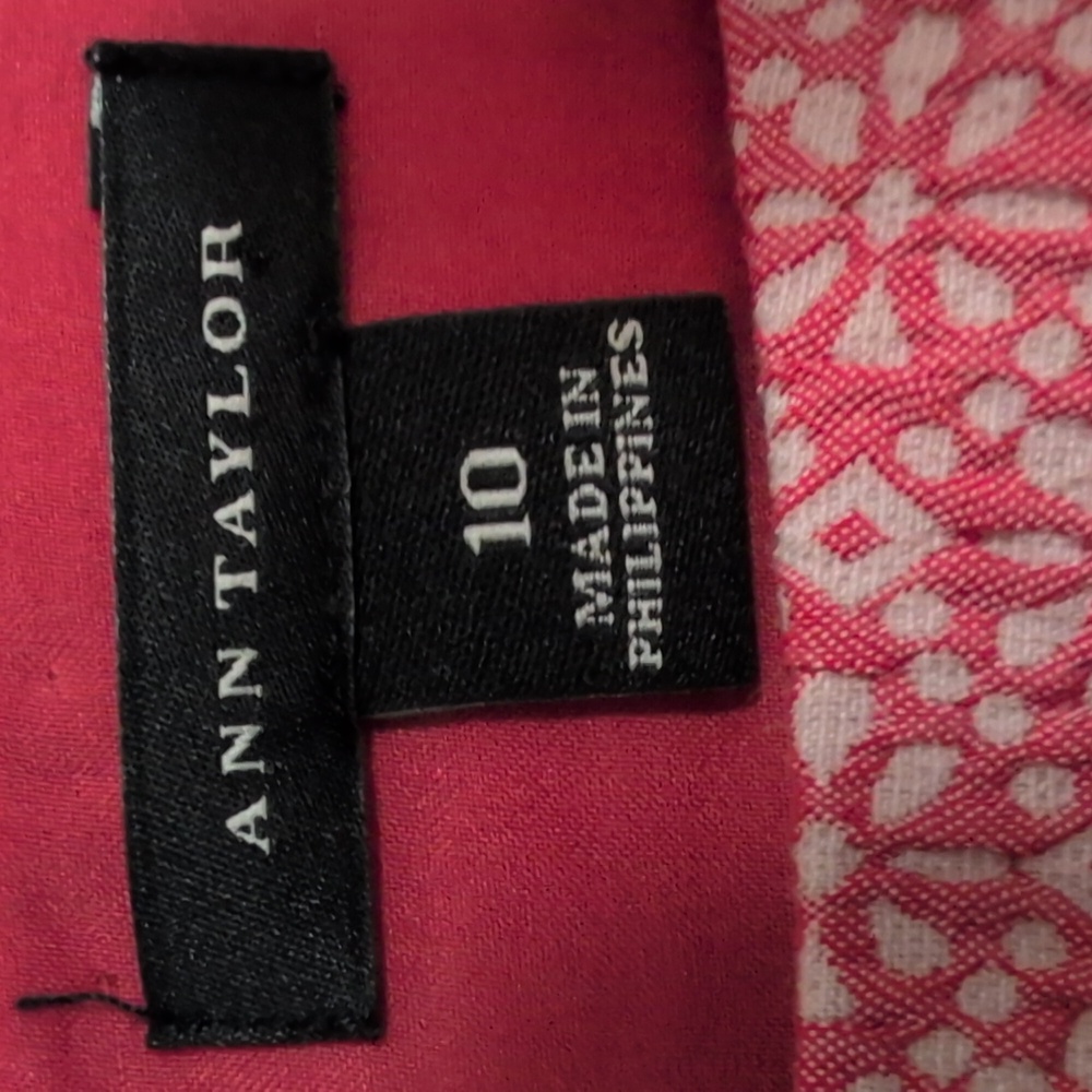 Ann Taylor Hibiscus Coral Jacquard Sheath Dress Size 10 - Picture 7 of 14